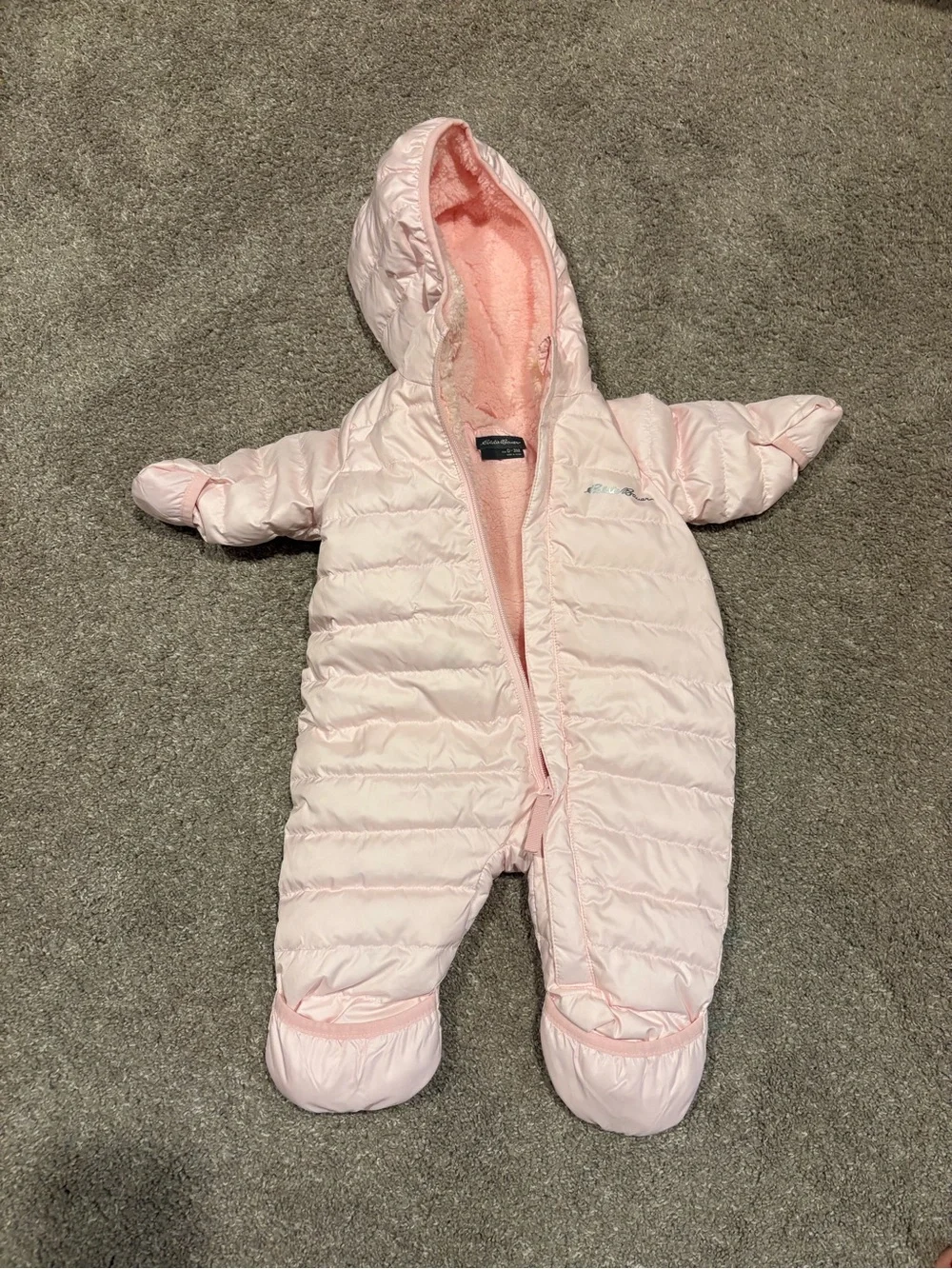 0-3m Pink Hooded Snowsuit One-Piece